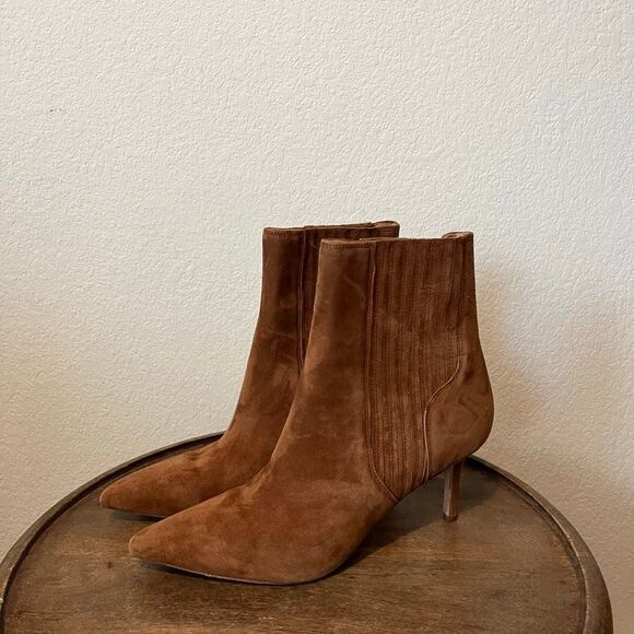 Veronica Beard Hazelwood Brown Lisa Suede Mid-Heel Bootie Women's Size 9 - Picture 1 of 8